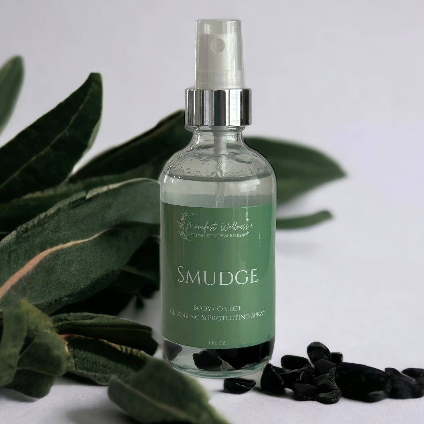 Smudge Aromatherapy Spray with Black Obsidian Gemstones