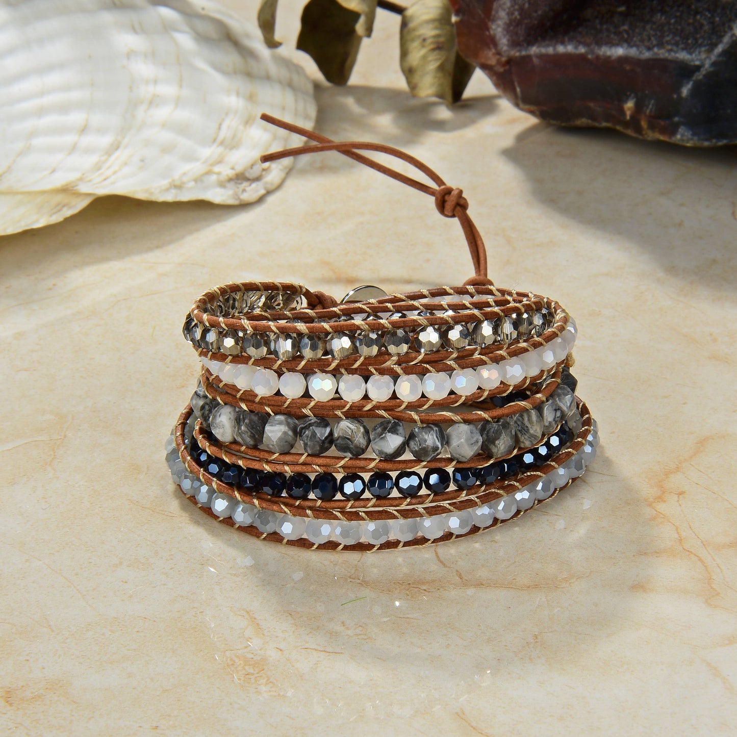 Bicone Multi-Stone Wrap Bracelets