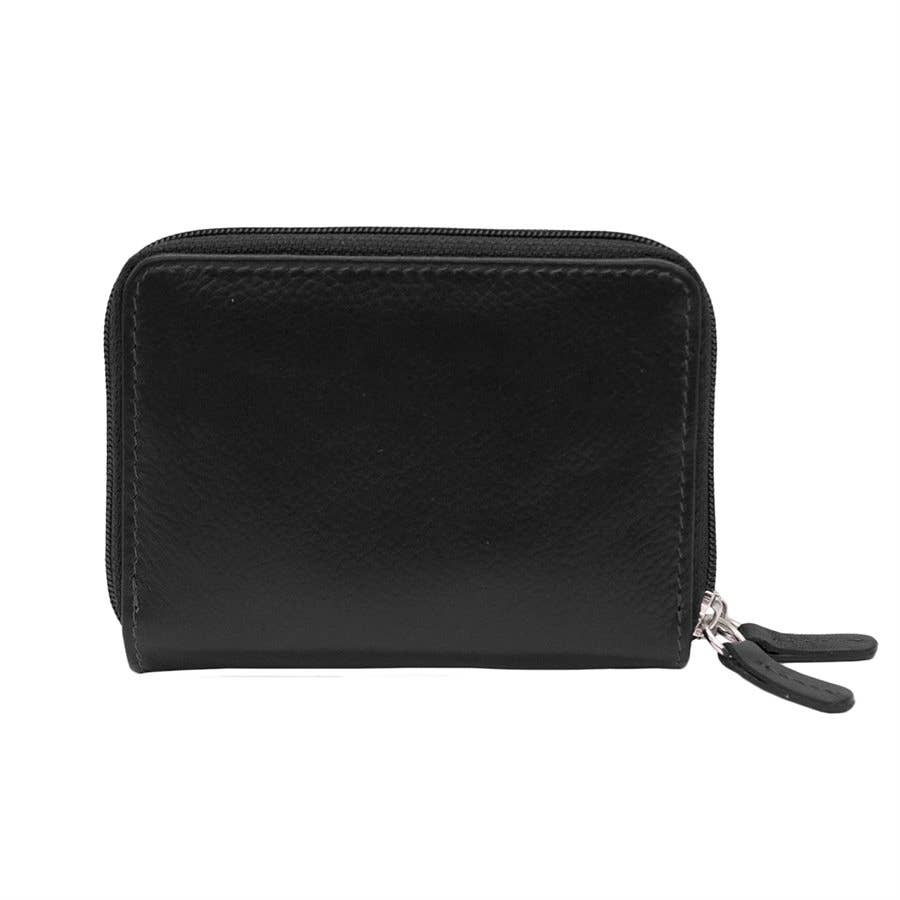 Leather Double Zip Accordion CC Holder W/ ID Window
