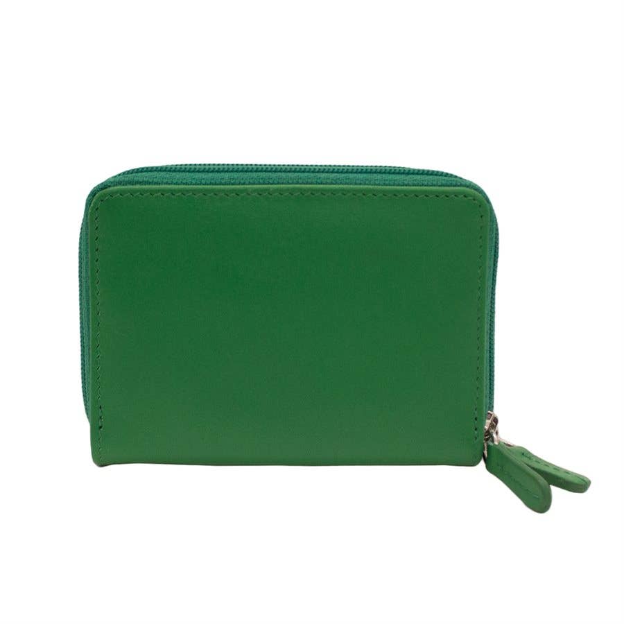 Leather Double Zip Accordion CC Holder W/ ID Window
