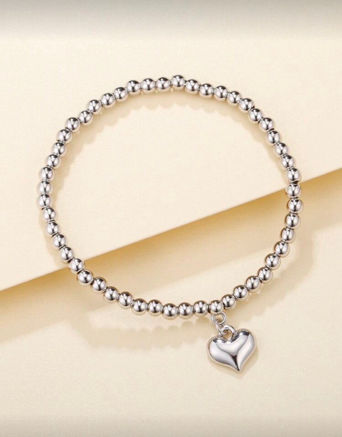 Heart Charm Beaded Bracelet
