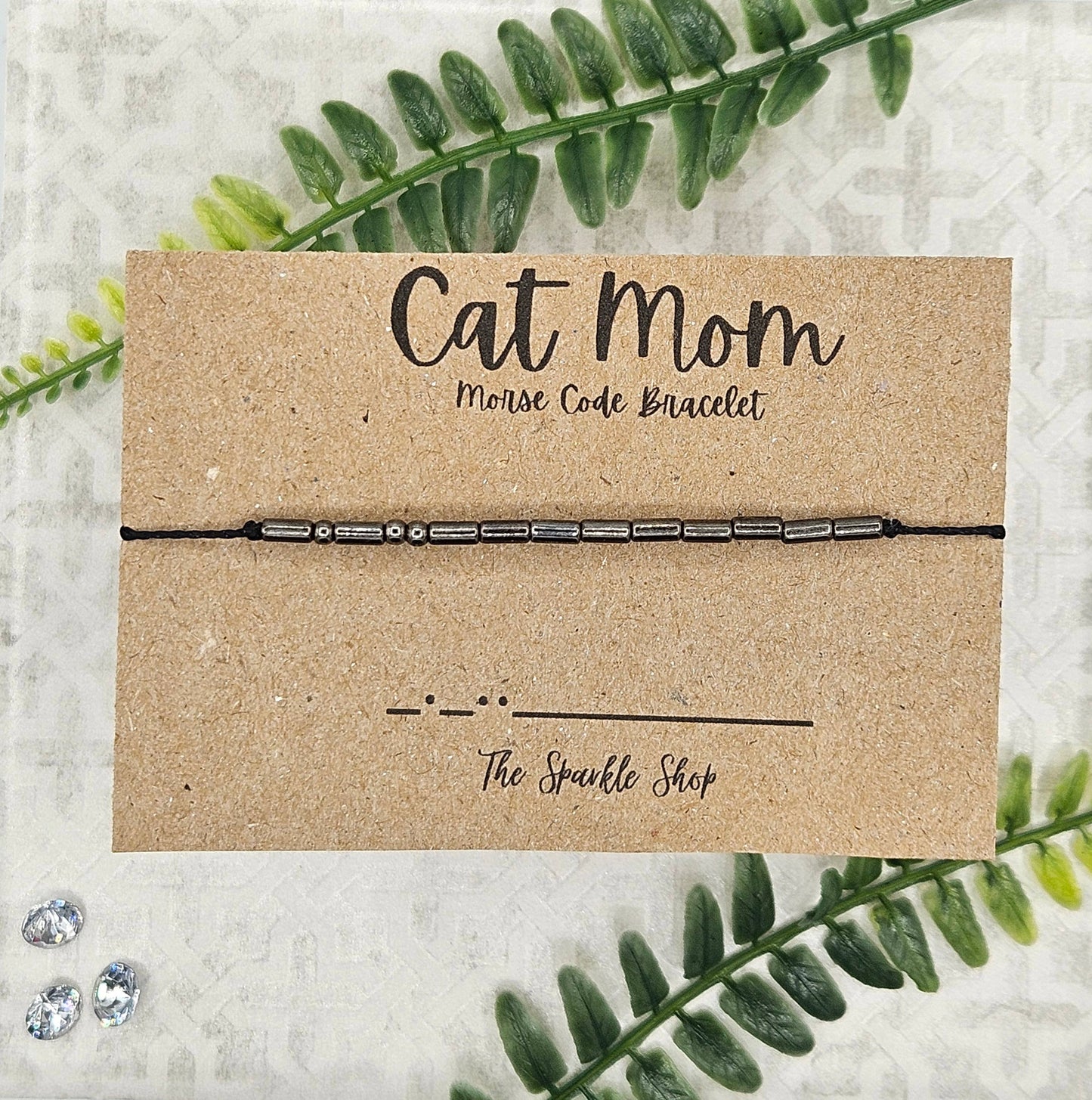 Handmade Morse Code Bracelet - Cat Mom