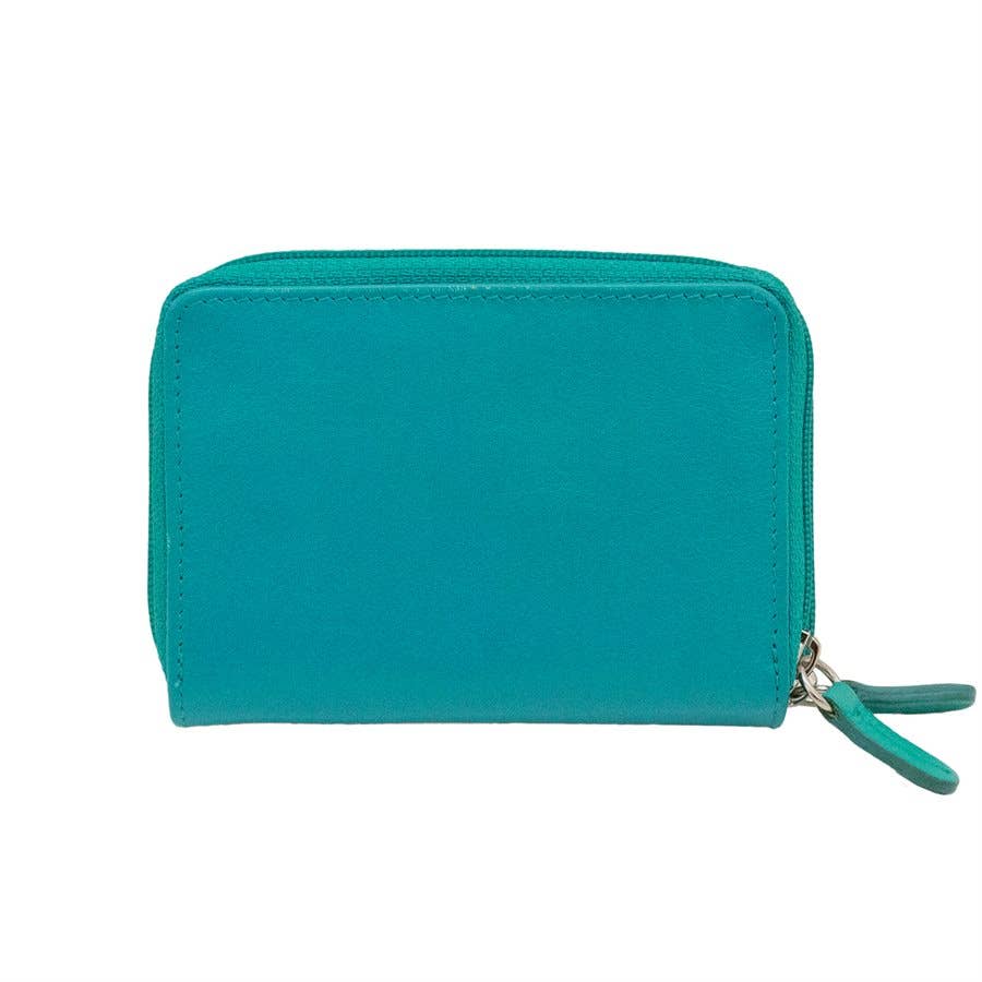 Leather Double Zip Accordion CC Holder W/ ID Window