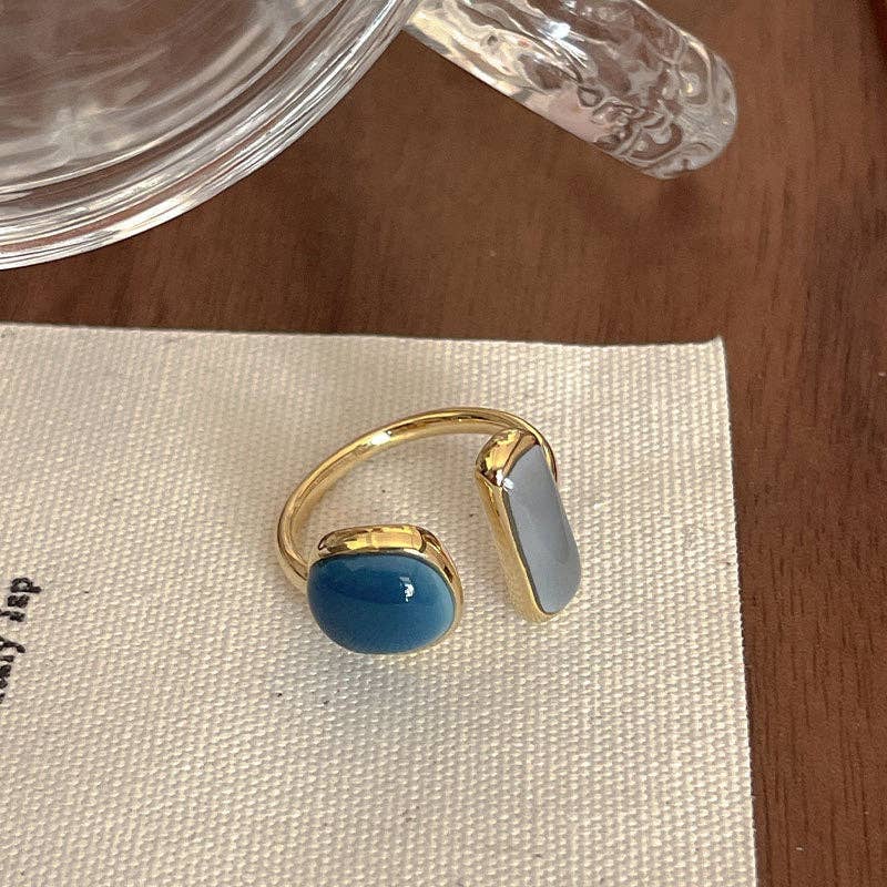 Simple Open Statement Stackable Ring in Solid Copper, Enamel