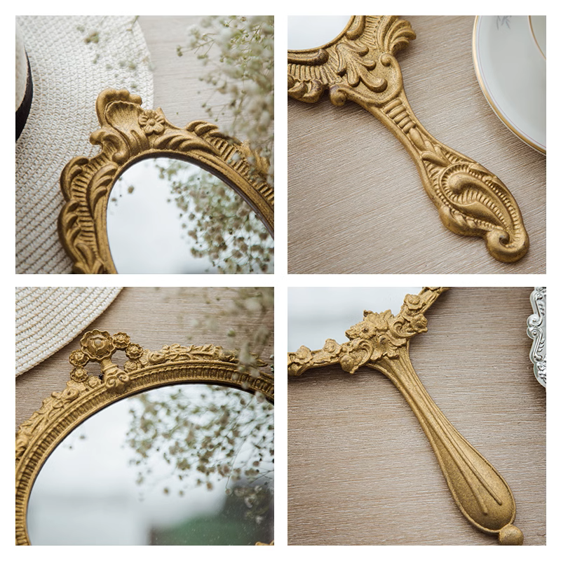 French Alloy Hand-Held Antique Style Mirror