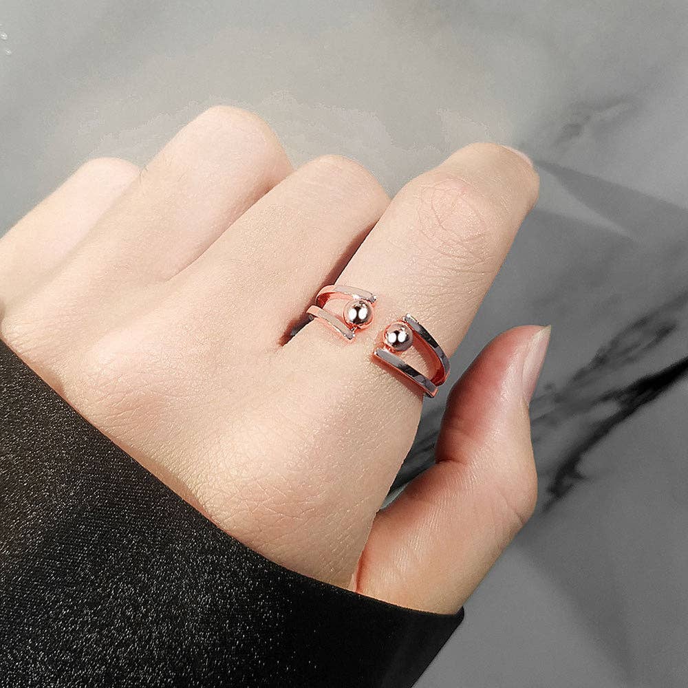 Round Beads Fidget Spinner Ring in Solid Copper