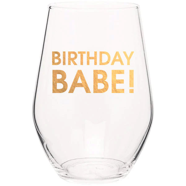 Birthday Babe! - Gold Foil Seamless 19oz Wine Glass