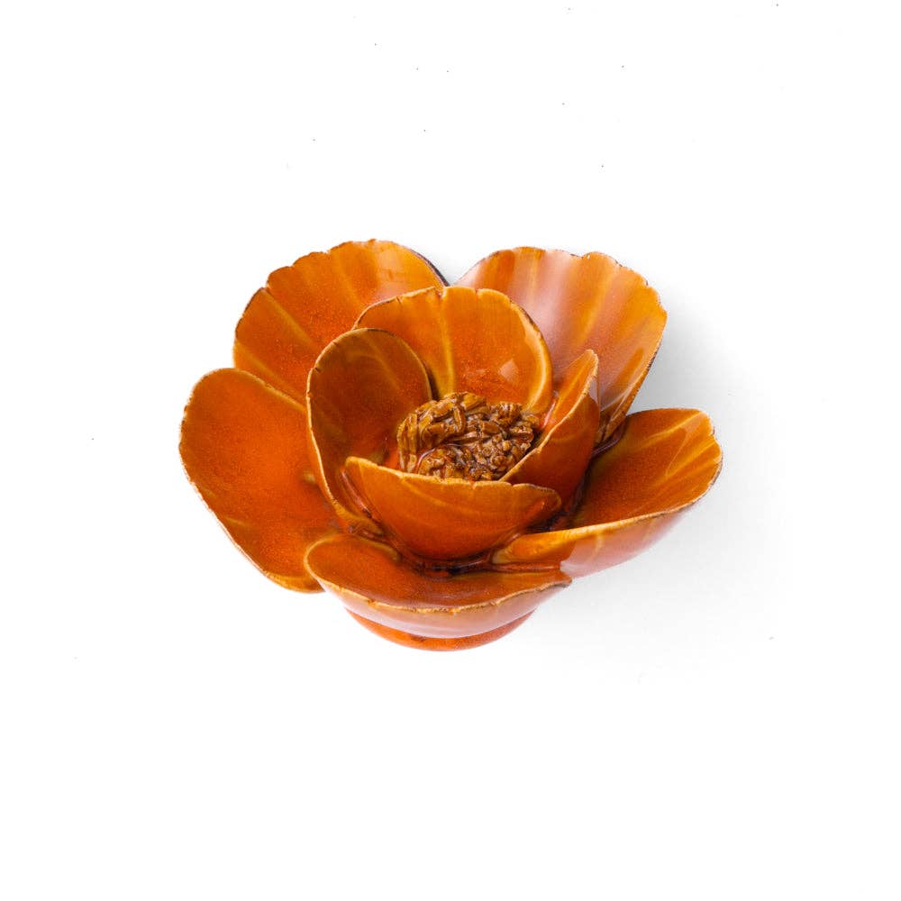 France Ceramic Flower Wall Art Orange Lotus