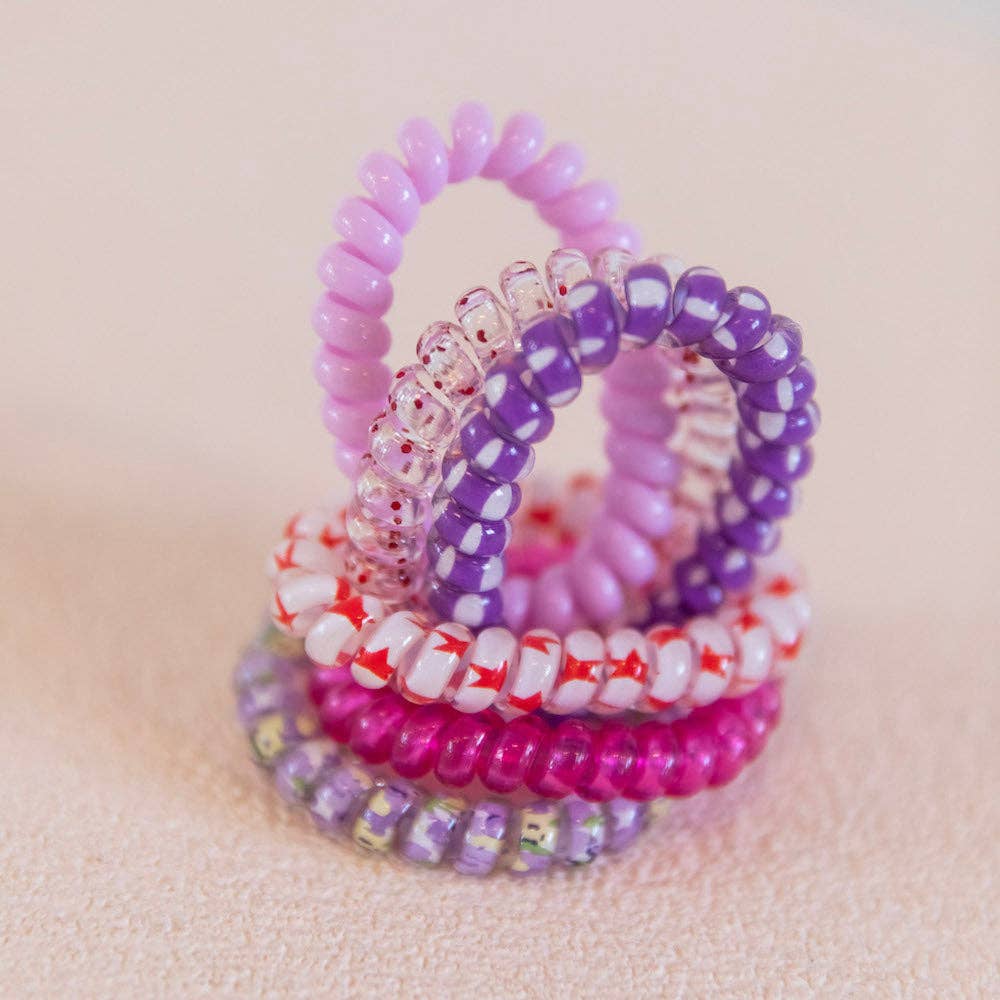 Hair Tie Set - Purple Prints