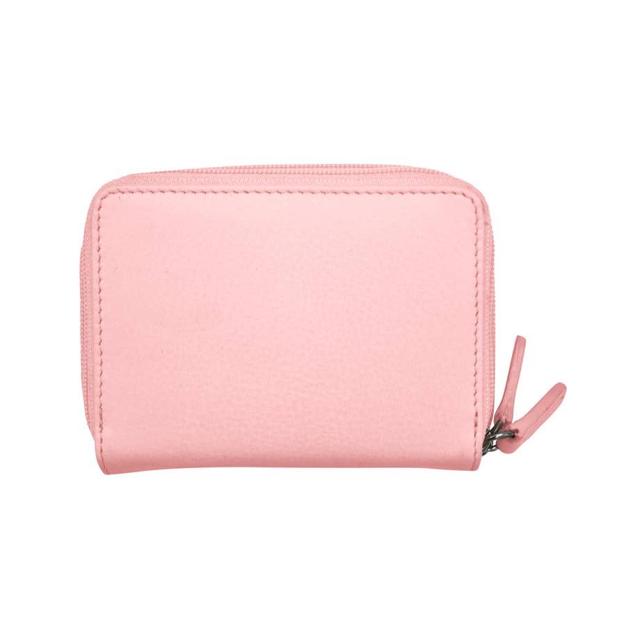 Leather Double Zip Accordion CC Holder W/ ID Window