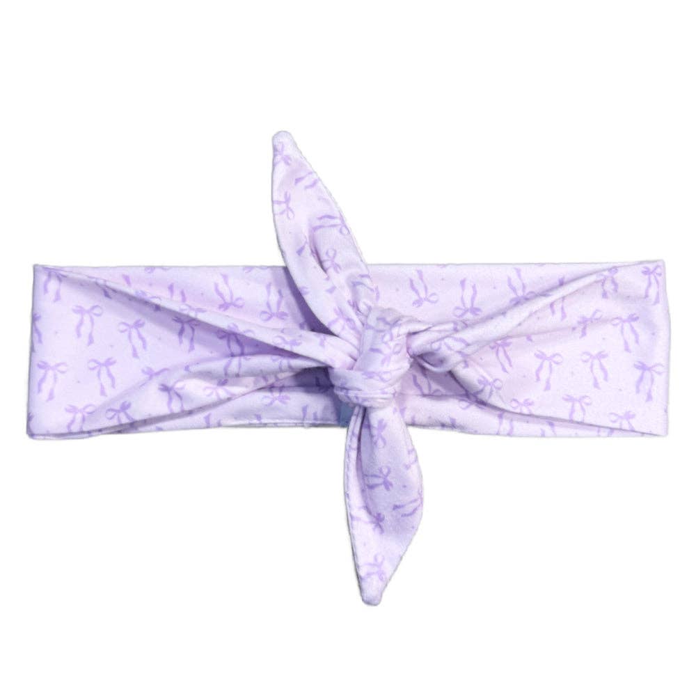 Ultra Soft Knotted Headband - Purple Bows