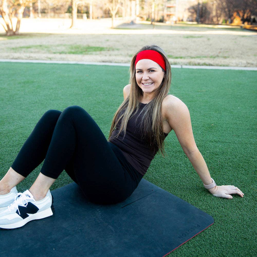 3 Pack of Wide Training Headbands - Red + Grey + Black