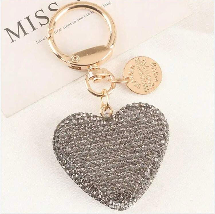 Sparkly Rhinestone Heart Keychain