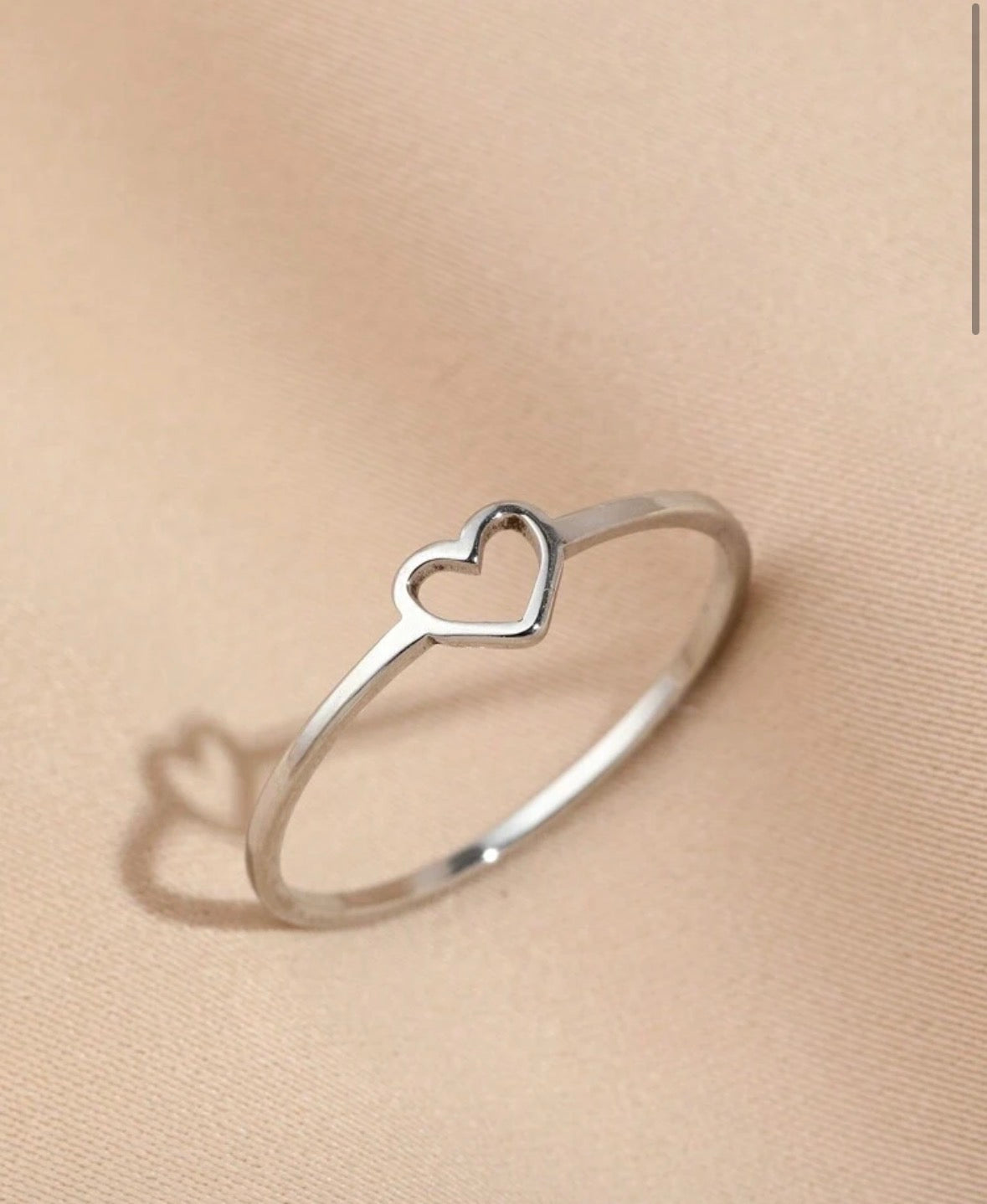 Stainless Steel Hollow Heart Ring