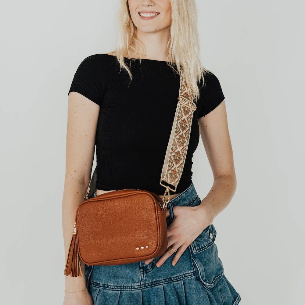 Brown willow crossbody bag