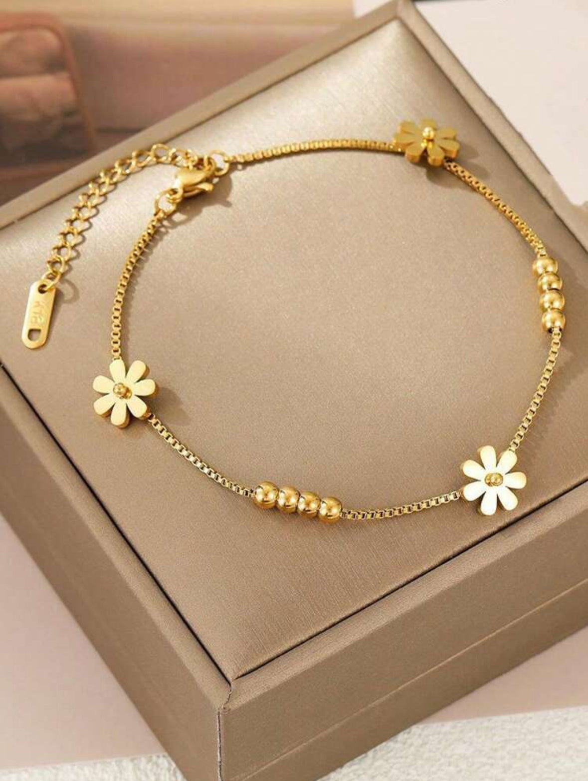 Stainless Steel Daisy Anklet