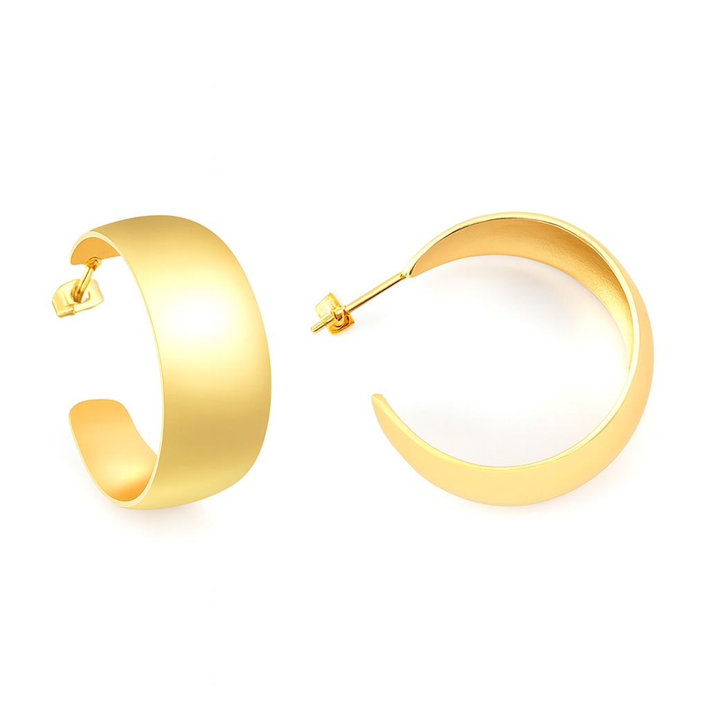 Wide Chunk Stainless Steel Hoops