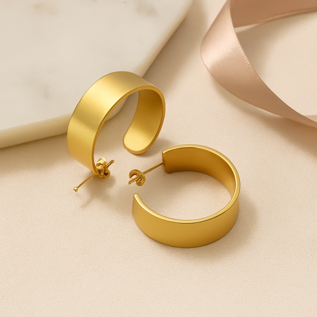 Wide Chunk Stainless Steel Hoops