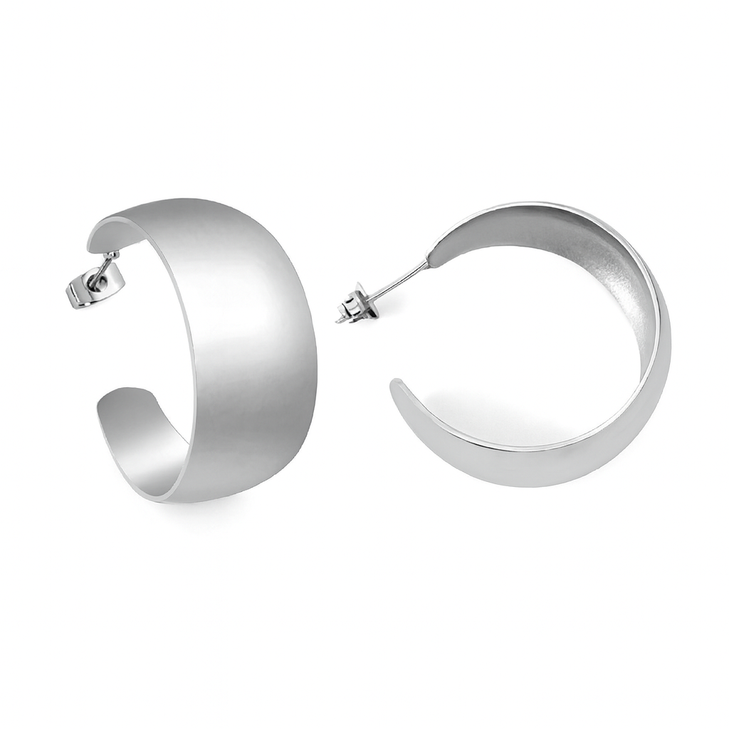 Wide Chunk Stainless Steel Hoops
