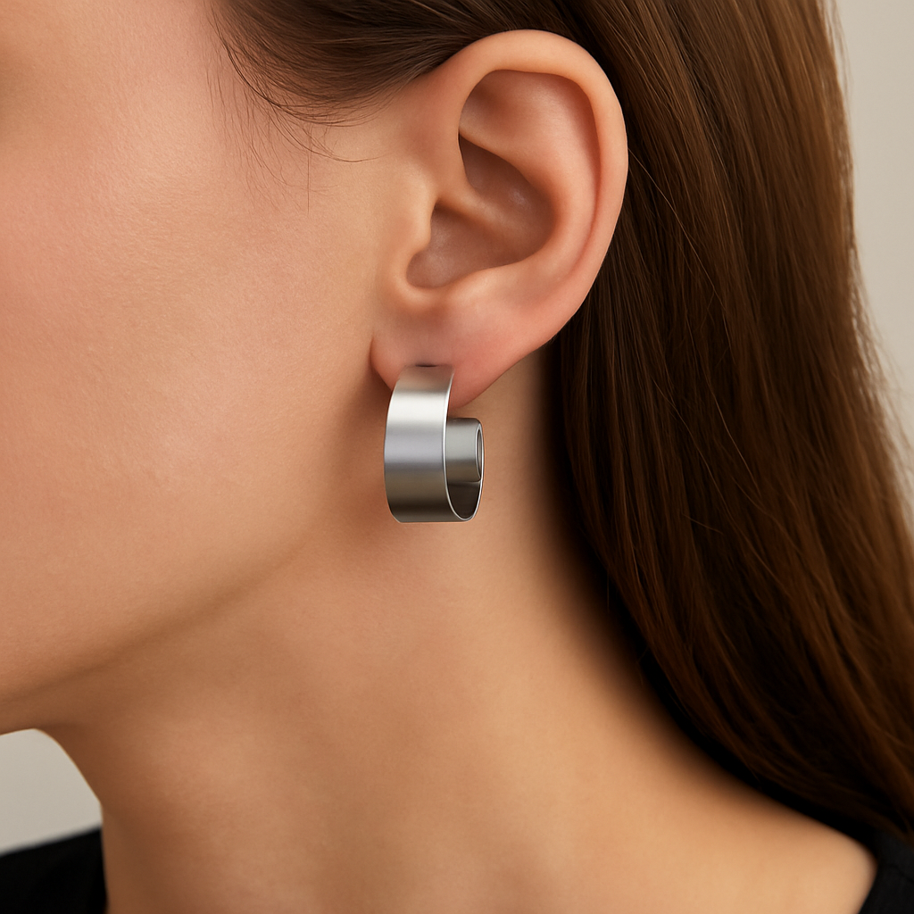 Wide Chunk Stainless Steel Hoops