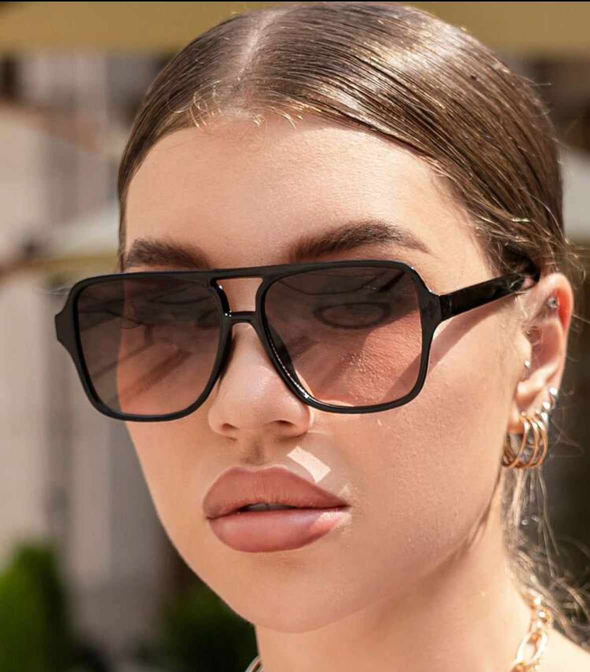 Square Aviator Ombré Sunglasses