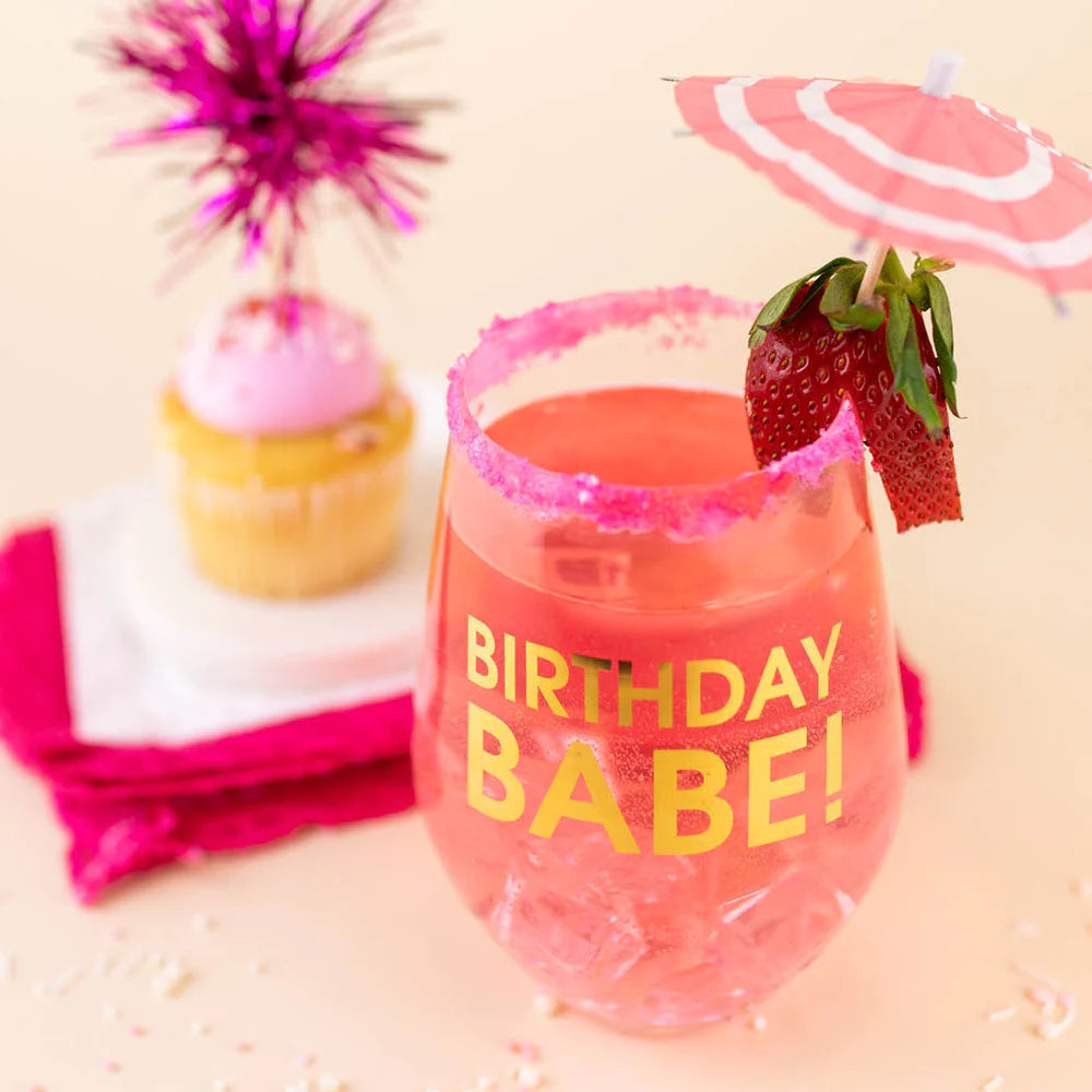 Birthday Babe! - Gold Foil Seamless 19oz Wine Glass