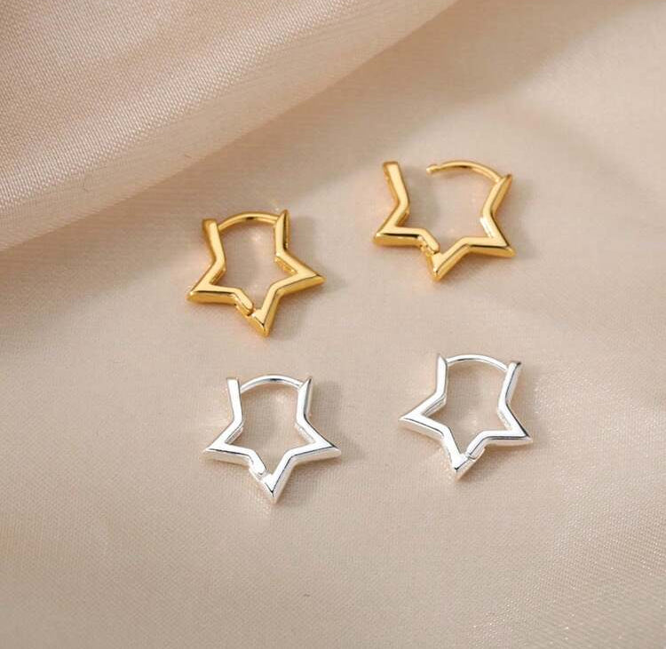 Stainless Steel Star / Heart Huggies Earrings