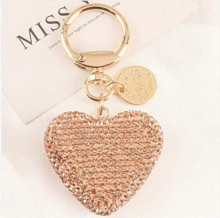 Sparkly Rhinestone Heart Keychain