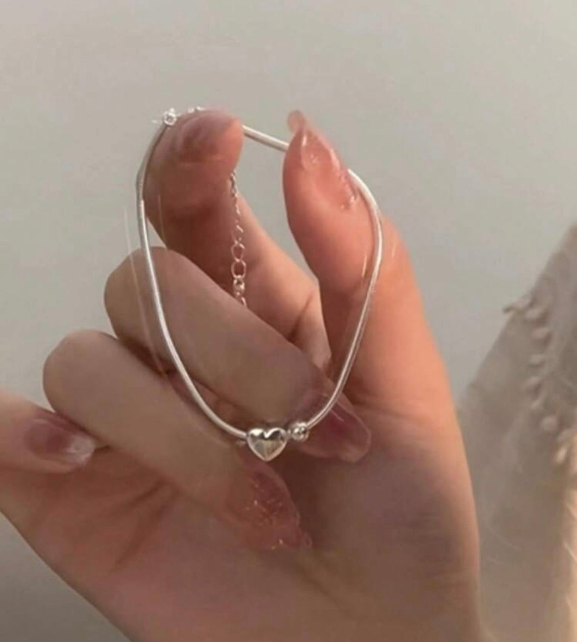 Stainless Steel Heart Pendant Bracelet