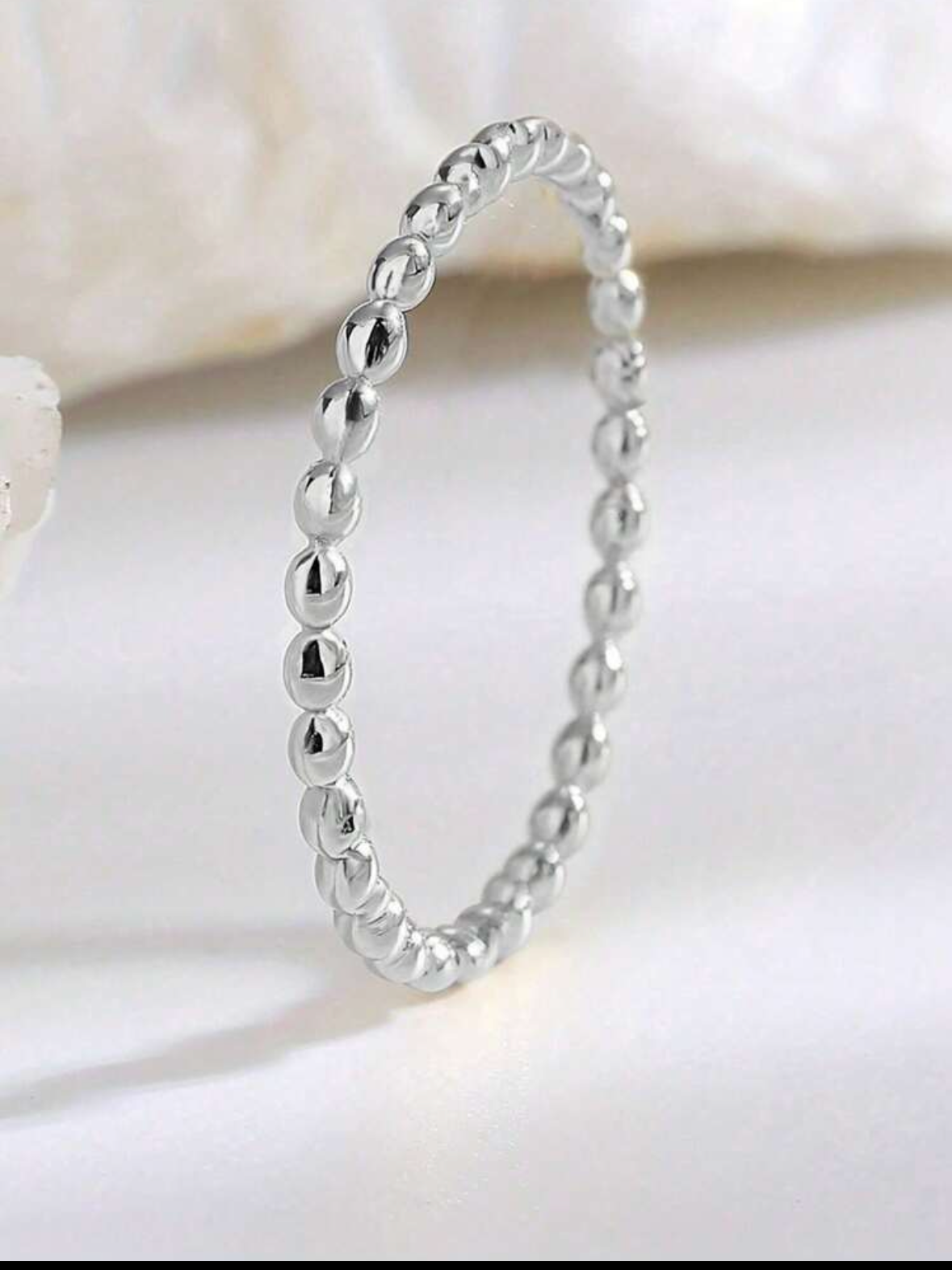 Stackable Round Bead Sterling Silver Ring