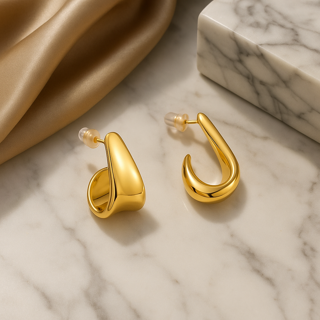 Stainless Steel Sculptural Hoop Earrings