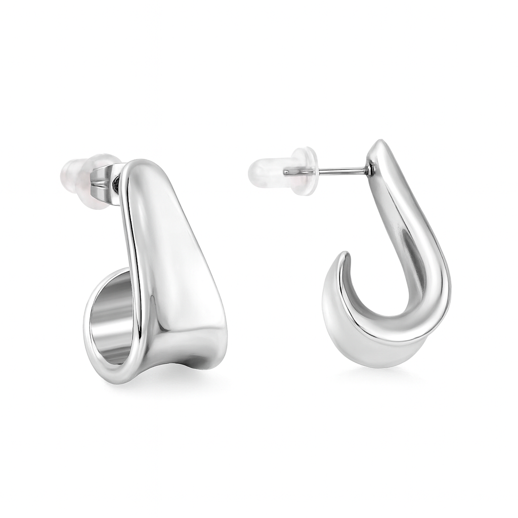 Stainless Steel Sculptural Hoop Earrings
