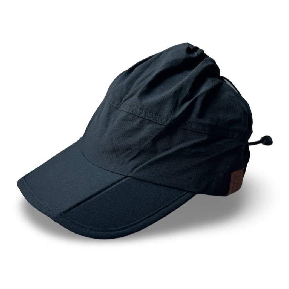 Adjustable High Ponytail Running Hat - Black