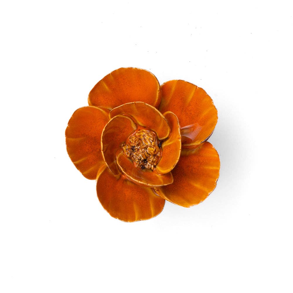 France Ceramic Flower Wall Art Orange Lotus