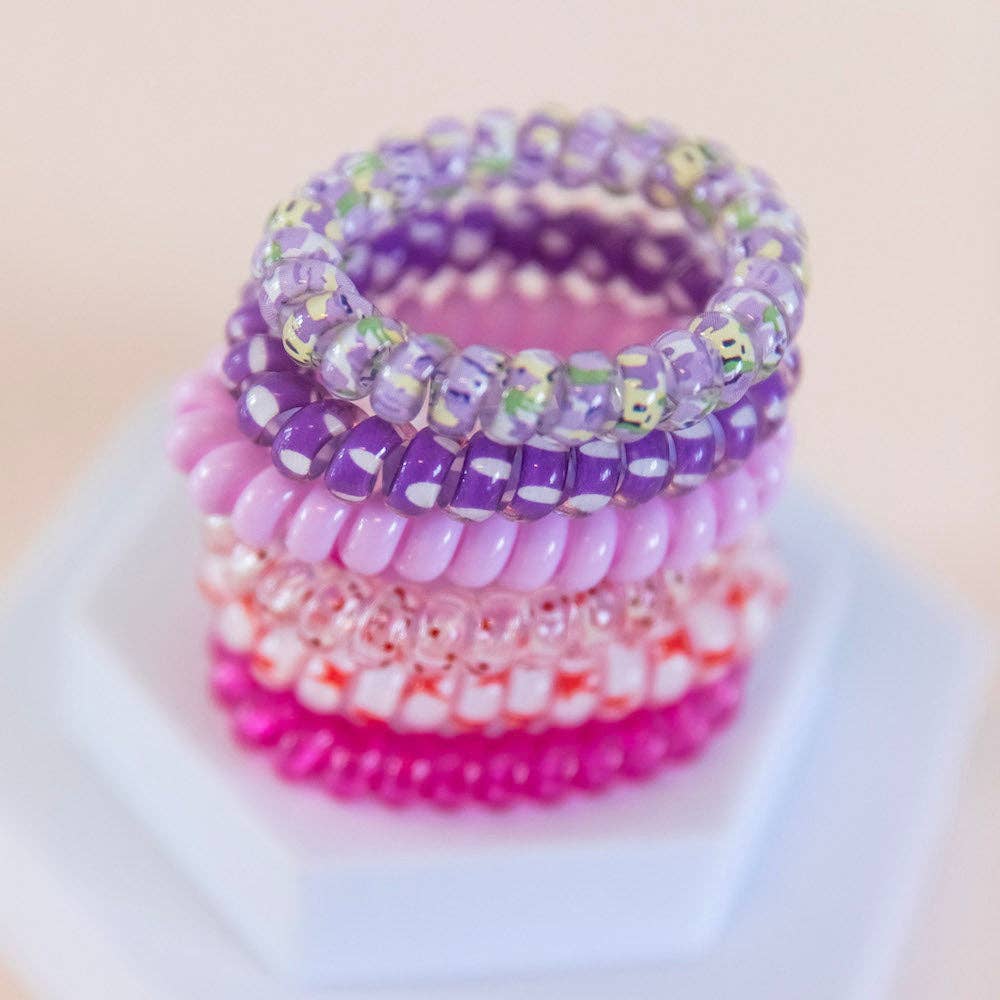 Hair Tie Set - Purple Prints