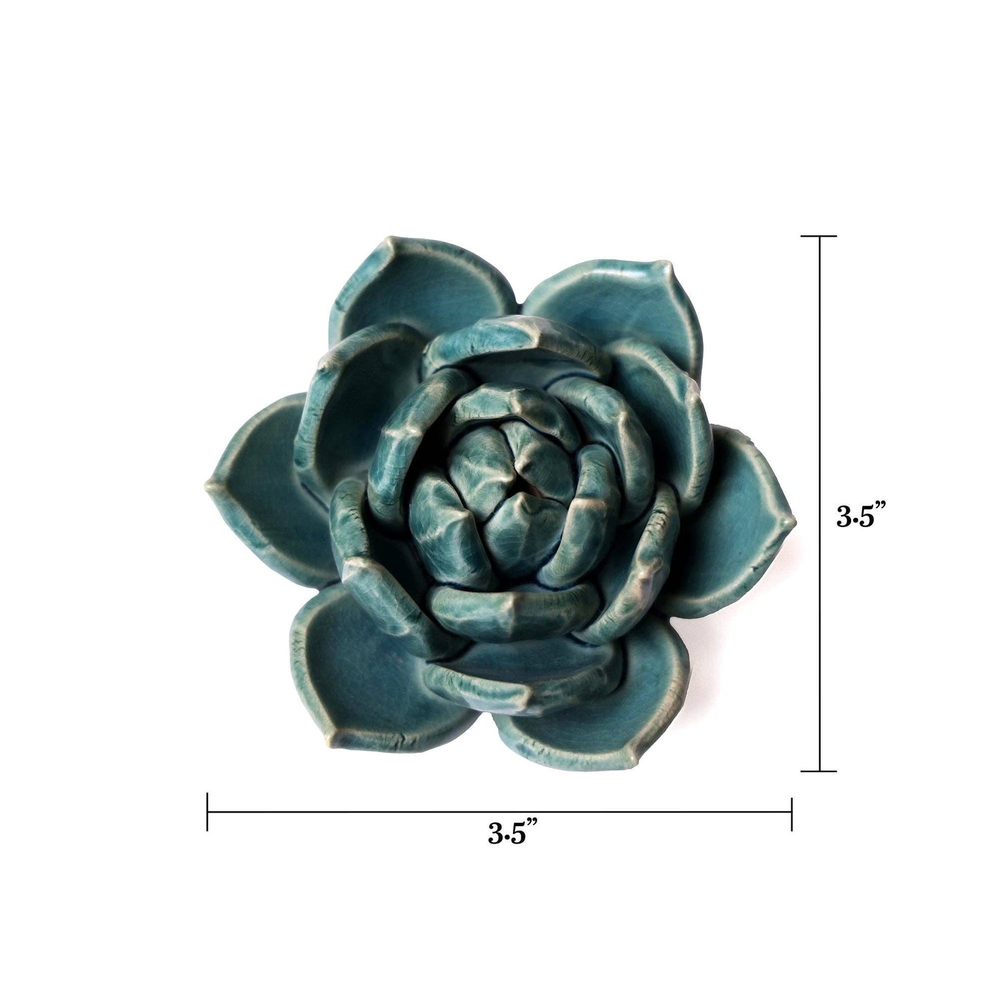 Ceramic Flower Wall Art Succulent Teal 11