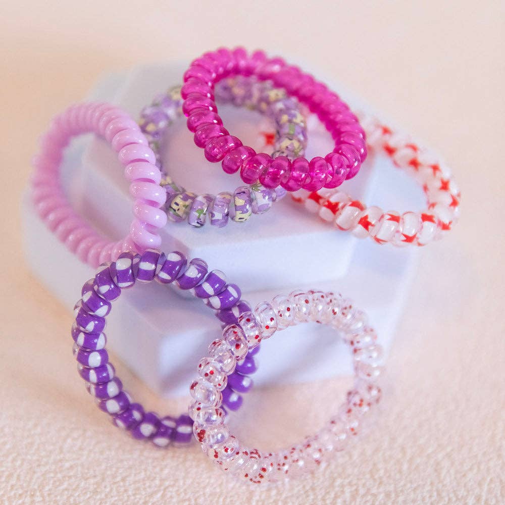 Hair Tie Set - Purple Prints