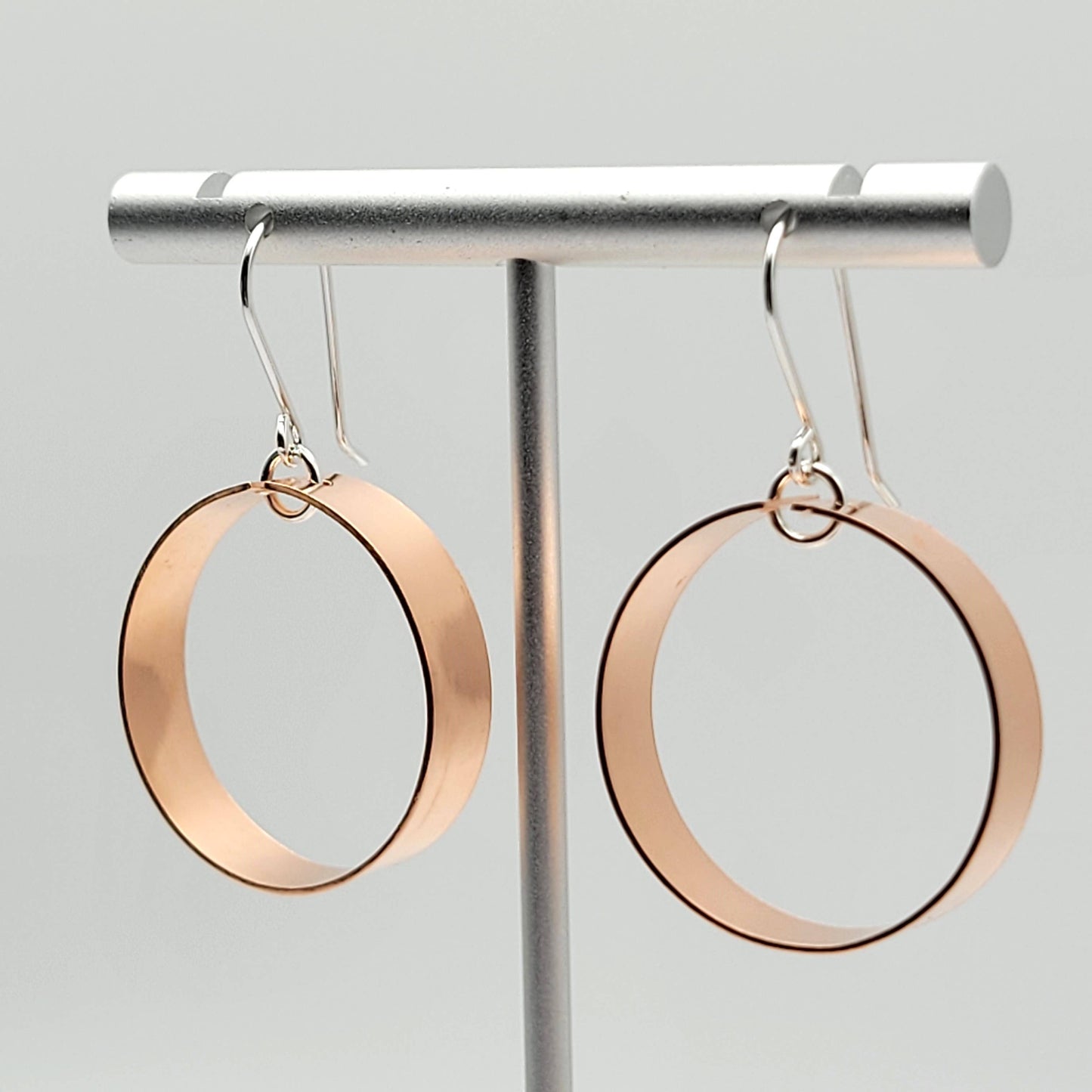 Shiny Copper Hoop Statement Earrings