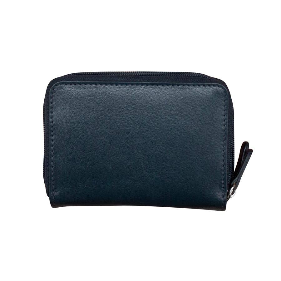 Leather Double Zip Accordion CC Holder W/ ID Window