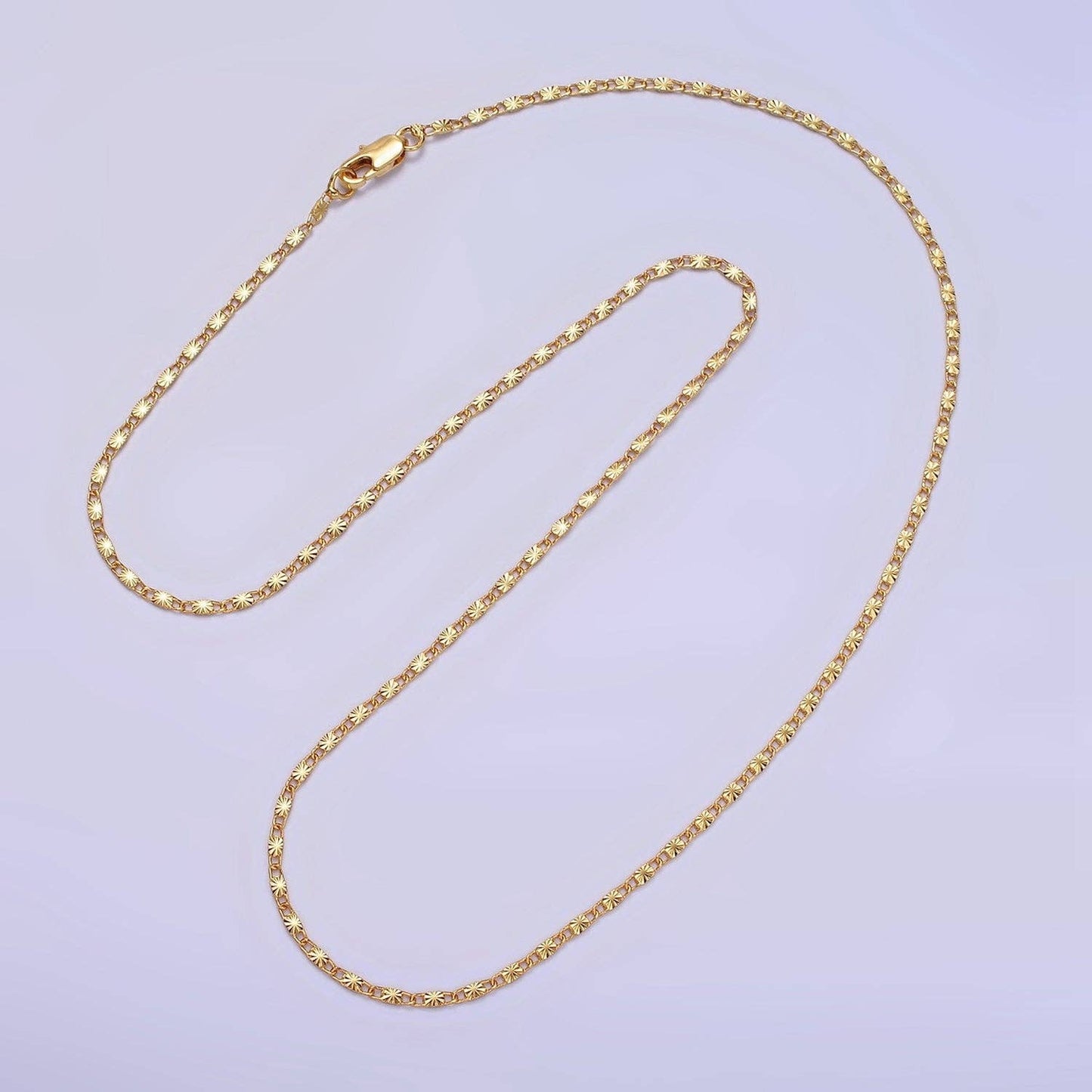 18"/20"Gold Filled 1.5mm Sunburst Unique Link Chain Necklace