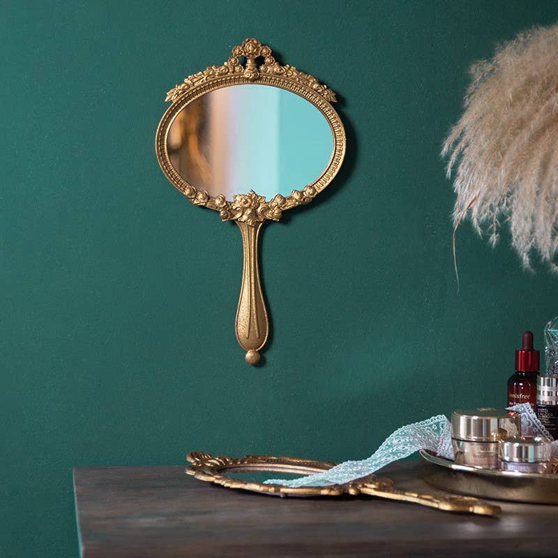 French Alloy Hand-Held Antique Style Mirror