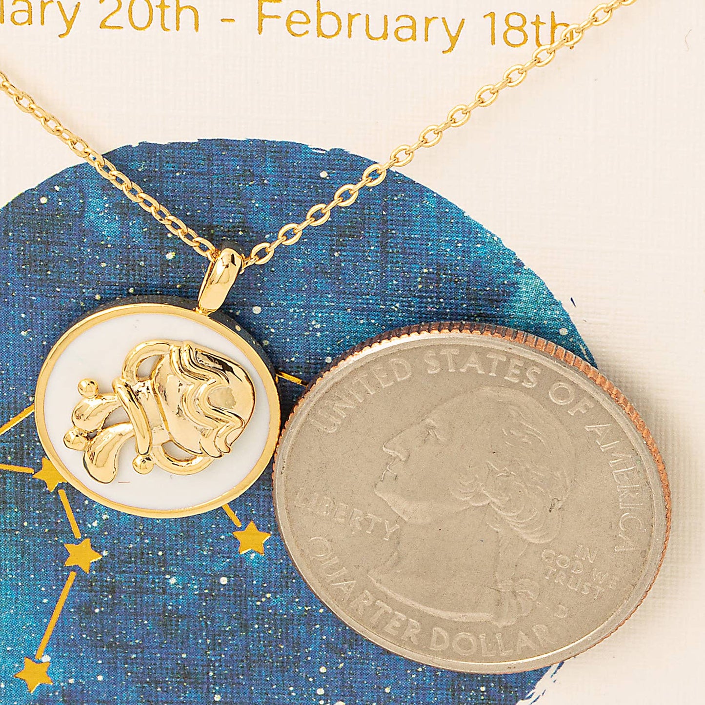 Aquarius Zodiac Constellation Coin Pendant Necklace