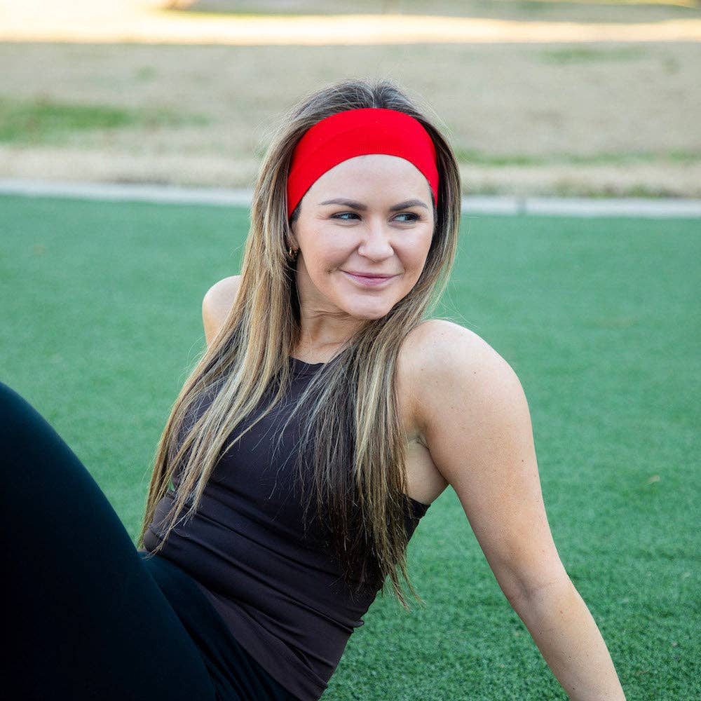3 Pack of Wide Training Headbands - Red + Grey + Black