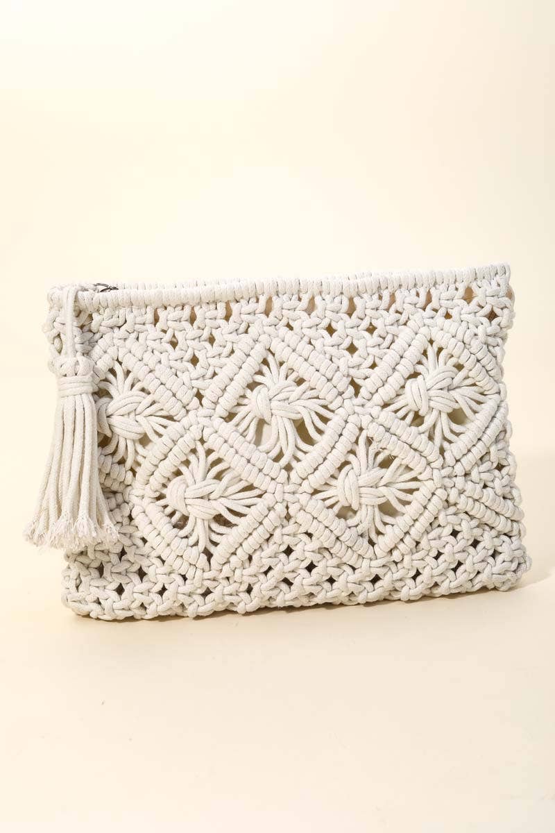 Crochet Clutch Tassel Bag