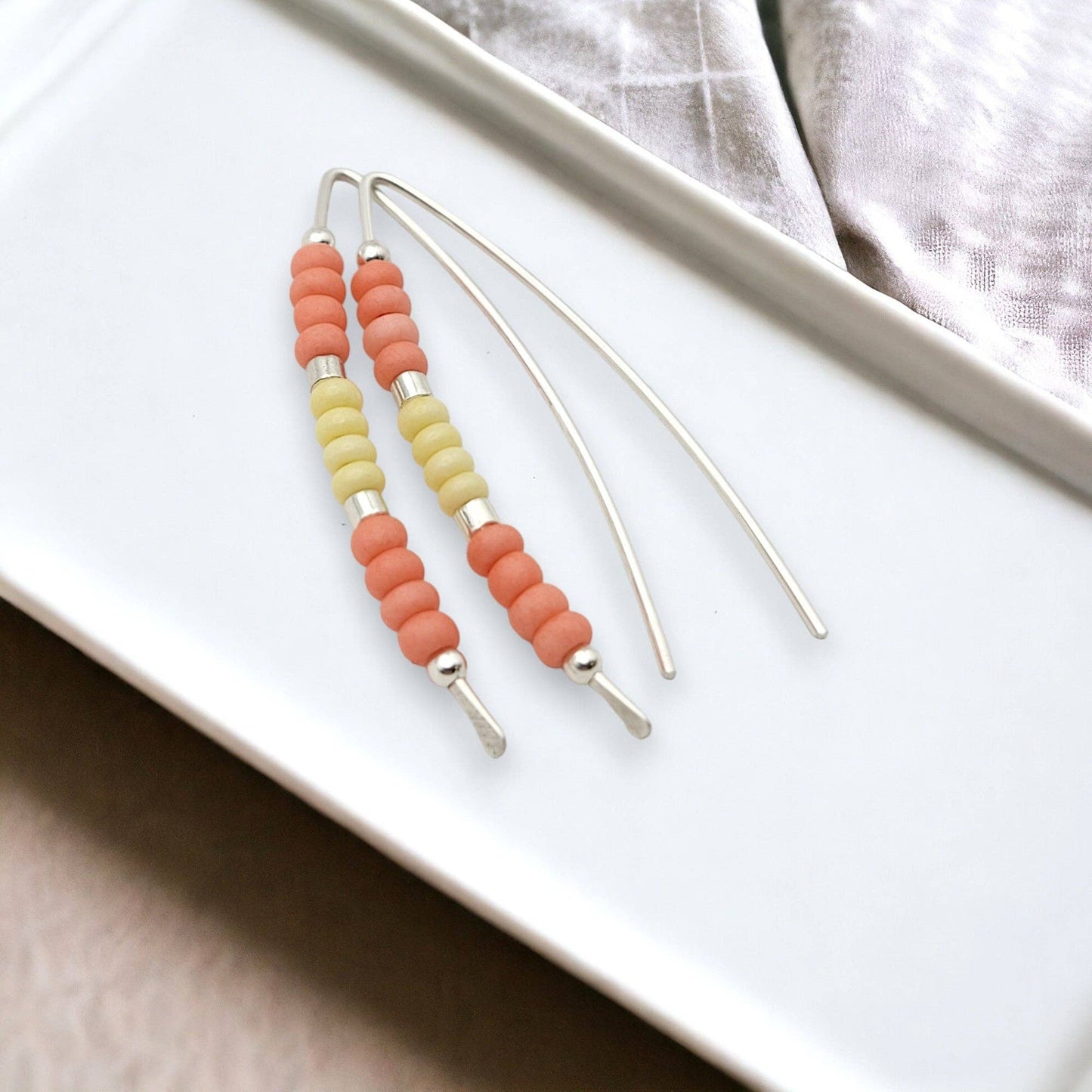 Silver Threader Earrings with Summer Beads