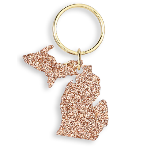 Glitter Keychain - State - MICHIGAN/UP