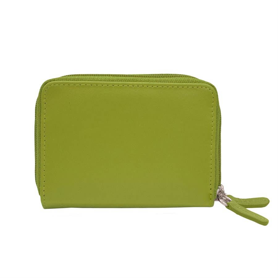 Leather Double Zip Accordion CC Holder W/ ID Window