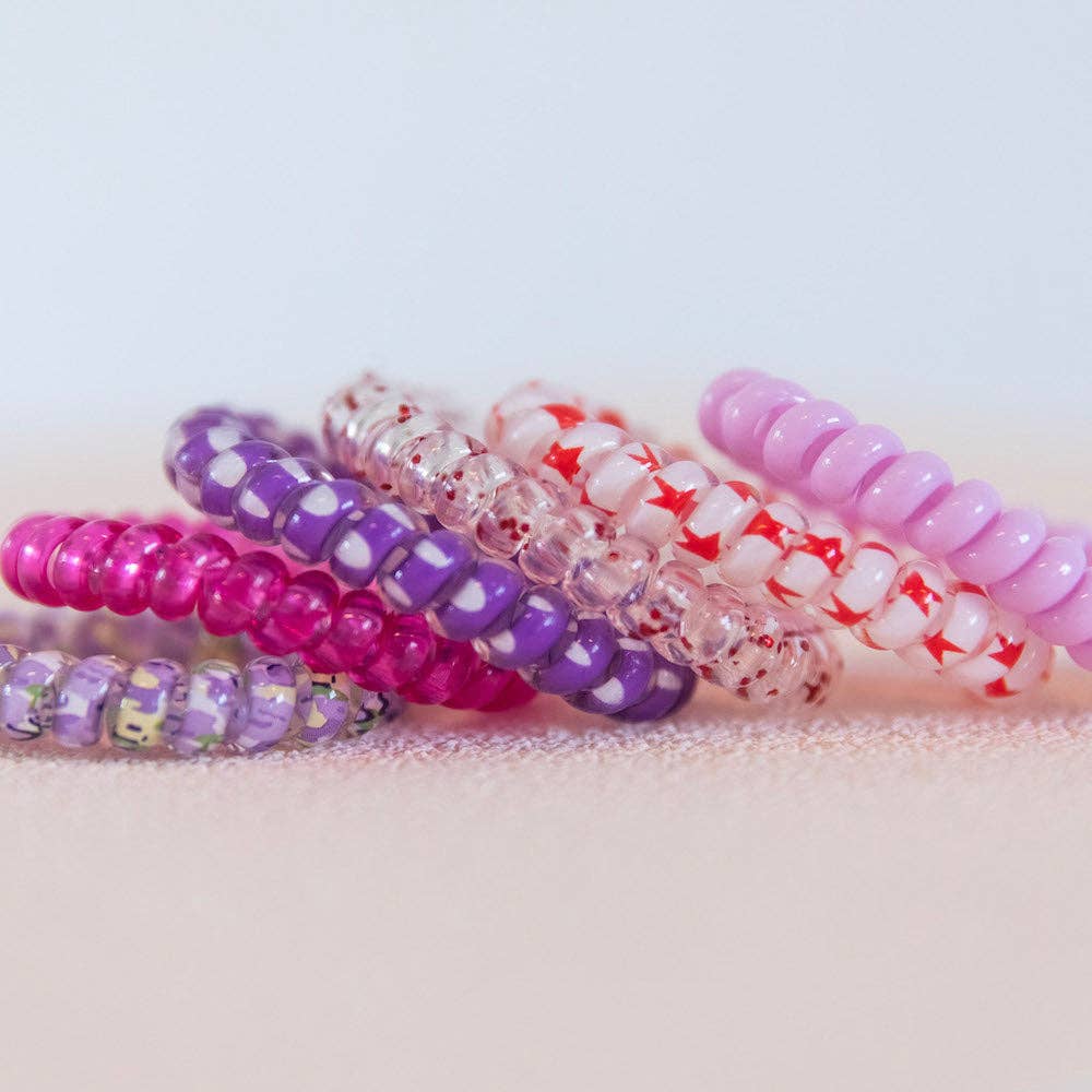 Hair Tie Set - Purple Prints