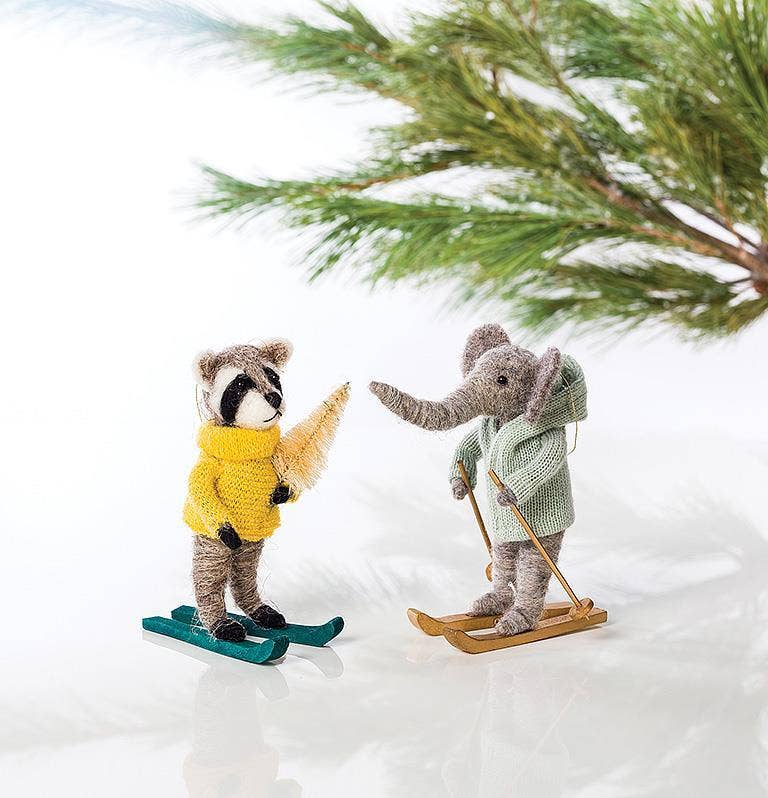 Skiing Elephant Ornament-5 H