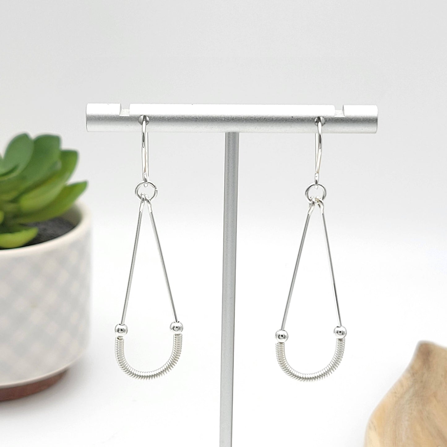 Modern Sterling Silver Coil Hoop Earrings